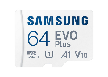 .64GB MicroSD (Class 10). UHS-I (U1)+SD adapter, Samsung EVO Plus "MB-MC64KA" (R:130MB/s)