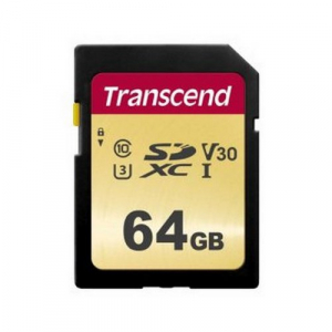 .64GB  SDXC Card (Class 10) UHS-I , U3, Transcend 500S  "TS64GSDC500S" (R/W:95/60MB/s, MLC)
