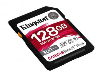 128GB  SDXC Card (Class 10) UHS-II , U3, Kingston Canvas React Plus "SDR2/128GB" (R/W:300/260MB/s)