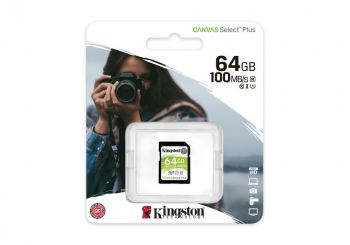 ..64GB  SDXC Card (Class 10) UHS-I , U1, Kingston Canvas Select Plus "SDS2/64GB" (R:100MB/s)