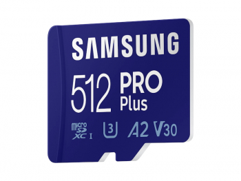512GB MicroSD (Class 10) UHS-I (U3) +SD adapter, Samsung PRO Plus "MB-MD512KA" (R/W:160/120MB/s)