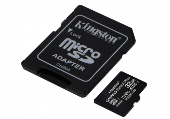 .32GB MicroSD (Class 10) UHS-I (U1) +SD adapter, Kingston Canvas Select+ "SDCS2/32GB" (R:100MB/s)