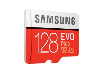 128GB MicroSD (Class 10) UHS-I (U3)+SD adapter, Samsung EVO Plus "MB-MC128HA" (R/W:100/60MB/s)