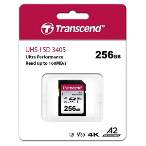 .256GB SDXC Card (Class 10)  UHS-I, U3, Transcend 340S  "TS256GSDC340S" (R/W:160/90MB/s)