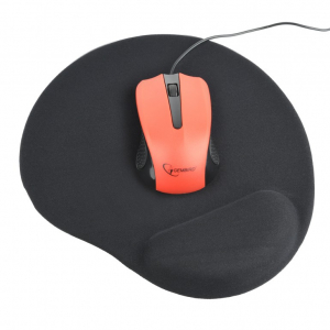 Mouse Pad Gembird MP-GEL-BK, 240 × 220 × 4mm, Cloth, Gel wrist support, Black