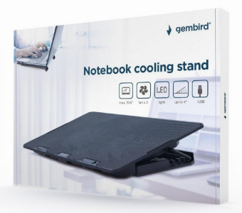 Notebook Cooling Pad Gembird NBS-2F15-02, up to 15.6'', 2x125mm fan, Adjustable angle, LED light