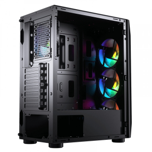 Case ATX Cougar MX410-G RGB, w/o PSU, 4x120mm ARGB fans,RGB Hub, USB 3.0, Tempered Glass, Black