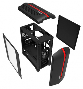 Case mATX GAMEMAX Centauri, w/o PSU, 1x120mm, Red LED, USB3.0, Side Window, Black/Red