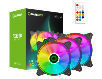 PC Case Fan GAMEMAX RQ300, 3xARGB Fan Kit, 120mm, 21dB, 45 CFM, 1100RPM + Remote Control