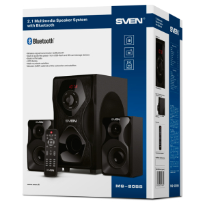 Speakers SVEN "MS-2055" SD-card, USB, FM, remote control, Bluetooth, Black, 55w/30w + 2x12.5w/2.1