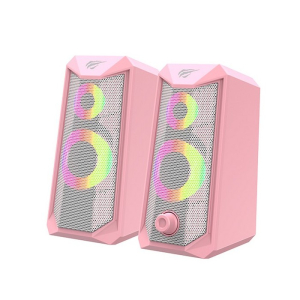 Gaming Speakers Havit SK202, 2x2.5" drivers, 2x3W RMS, 4Ohm, 3.5mm+USB, RGB, Pink 