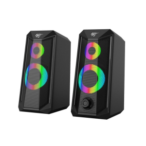 Gaming Speakers Havit SK202, 2x2.5" drivers, 2x3W RMS, 4Ohm, 3.5mm+USB, RGB, Black 
