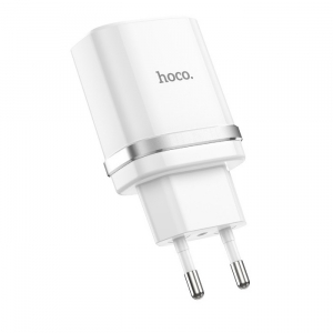 Wall Charger Hoco + Type-C Cable, 1 USB,  QC3.0, C12Q, White