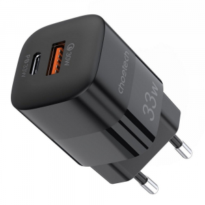 Wall Charger CHOETECH, PD5006 A+C dual port 33W, Black