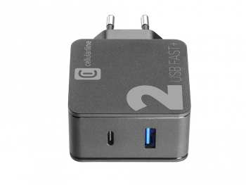 Wall Charger Cellularline, 2port, QC3.0 + PD, 36W, Black
