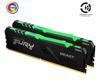 32GB DDR4-3200MHz  Kingston FURY Beast RGB (Kit of 2x16GB) (KF432C16BB1AK2/32), CL16-18-18, 1.35V
