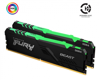 32GB DDR4-3000MHz  Kingston FURY Beast RGB (Kit of 2x16GB) (KF430C15BB1AK2/32), CL15-17-17, 1.35V
