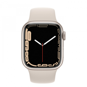 Apple Watch Series 7 GPS, 41mm Starlight Aluminium Case with Starlight Sport Band, MKMY3