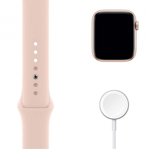 Apple Watch SE 40mm Aluminum Case with Pink Sand Sport Band, MYDN2 GPS, Gold