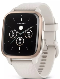 Smartwatch Garmin Venu Sq 2 - Music Edition Peach Gold Bezel with Ivory Case and Silicone Band
