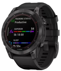Smartwatch Garmin Fenix 7X Sapphire Solar Carbon Gray DLC Titanium with Black Band