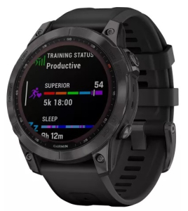 Smartwatch Garmin Fenix 7 Sapphire Solar Black DLC Titanium with Black Band
