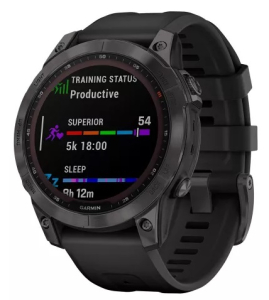 Smartwatch Garmin Fenix 7S Sapphire Solar Carbon Gray DLC Titanium with Black Band