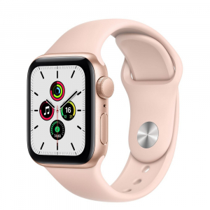 Apple Watch SE 40mm Aluminum Case with Pink Sand Sport Band, MYDN2 GPS, Gold