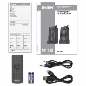 Speakers SVEN "PS-435" 20w, Black, Bluetooth, microSD, FM, AUX, USB, Karaoke, 2000mA*2