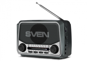 Speakers SVEN Tuner "SRP-525", Grey, 3W, FM/AM/SW, USB, microSD, flashlight, battery