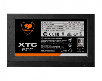 Power Supply ATX 600W Cougar XTC600, 80+, Active PFC, 120mm, Japanese capacitors