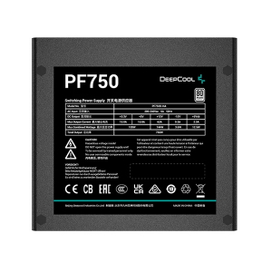 Power Supply ATX 750W Deepcool PF750, 80+, Active PFC,  Black Flat Cables, 120 mm silent fan
