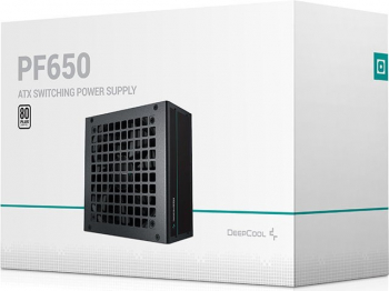 Power Supply ATX 650W Deepcool PF650, 80+, Active PFC,  Black Flat Cables, 120 mm silent fan