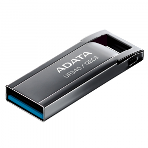 128GB USB3.1 Flash Drive ADATA "UR340", Black, Metal Case, Slim Capless, Keychain (R:Up to 100 MB/s)