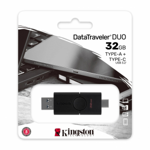  32GB USB3.2 Type-A/Type-C Flash Drive Kingston DataTraveler® Duo (DTDE/32GB), Black, Dual Slider