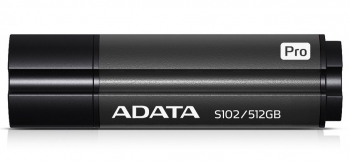 512GB  USB3.1 Flash Drive ADATA "S102 Pro", Titanium-Gray, Aluminum, Classic Cap (R/W:200/120MB/s)