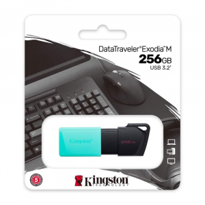 256GB USB3.2 Flash Drive Kingston DataTraveler Exodia M (DTXM/256GB), Black-Blue, Plastic,Slider Cap
