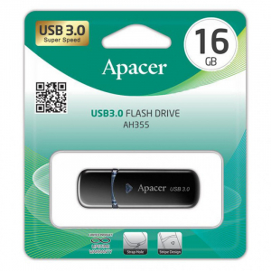  16GB USB3.1 Flash Drive  Apacer "AH355", Black, Classic Cap (AP16GAH355B-1)