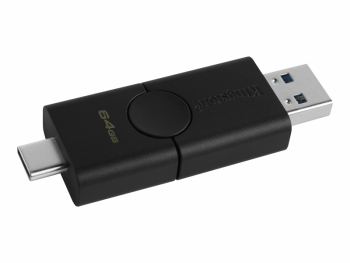  64GB USB3.2 Type-A/Type-C Flash Drive Kingston DataTraveler® Duo (DTDE/64GB), Black, Dual Slider