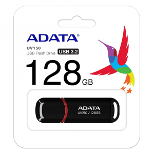 128GB  USB3.1 Flash Drive ADATA "UV150", Black, Plastic, Classic Cap (R/W:90/40MB/s)
