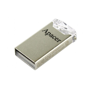  16GB USB2.0 Flash Drive Apacer "AH111", Silver-Crystal, Super-Mini, Metal, Capless (AP16GAH111CR-1)