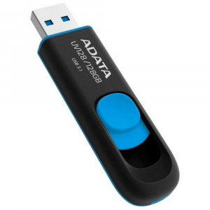  16GB USB3.1 Flash Drive ADATA "UV128", Black-Blue, Plastic, Slider (R/W:40/20MB/s)
