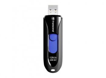 128GB  USB3.1 Flash Drive Transcend "JetFlash  790", Black-Blue, Slider (R/W:90/40MB/s)
