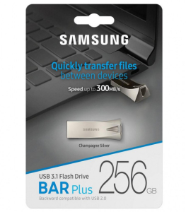 256GB USB3.1 Flash Drive Samsung Bar Plus "MUF-256BE3/APC", Silver, Metal Case (R:200MB/s)