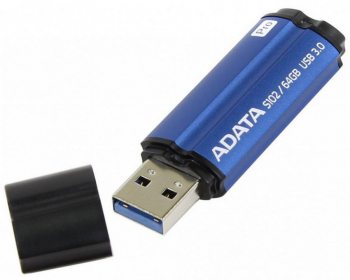  64GB USB3.1 Flash Drive ADATA "S102 Pro", Titanium-Blue, Aluminum, Classic Cap (R/W:100/50MB/s)