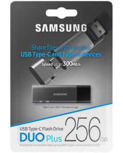 256GB USB3.1/Type-C Flash Drive Samsung Duo Plus "MUF-256DB/APC", Black-Grey, DUO Case (R:200MB/s)