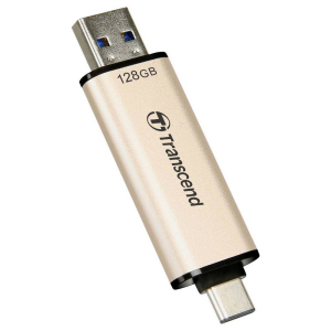  128GB USB3.1/Type-C Flash Drive  Transcend "JetFlash 930C", Gold, Classic Cap,OTG (R/W:420/400MB/s)
