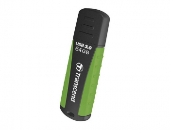  64GB USB3.1 Flash Drive Transcend "JetFlash 810", Black-Green, Rubber Case (R/W:90/30MB/s)