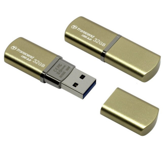  32GB USB3.1 Flash Drive Transcend "JetFlash 820", Gold, Metal Case, Luxury Design (R/W:90/25MB/s)