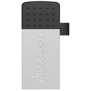   32GB USB2.0/Micro-USB Flash Drive Transcend "JetFlash 380", Silver, Metal Case, OTG (R/W:20/9MB/s)